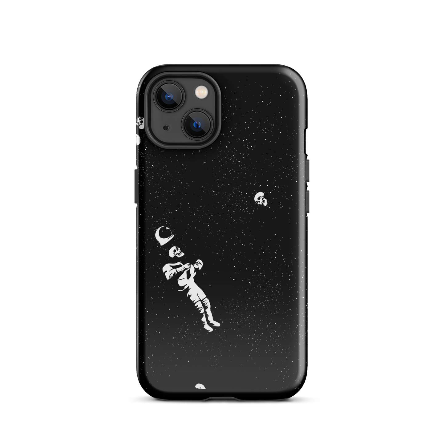 This image features a white astronaut figures floating in a dark, starry space background. The astronaut is surrounded by small celestial bodies and crescent moons, giving a sense of drifting through the cosmos. The design is intricate and has a whimsical, dreamy quality, with a vintage-inspired look, evoking a sense of exploration and wonder.