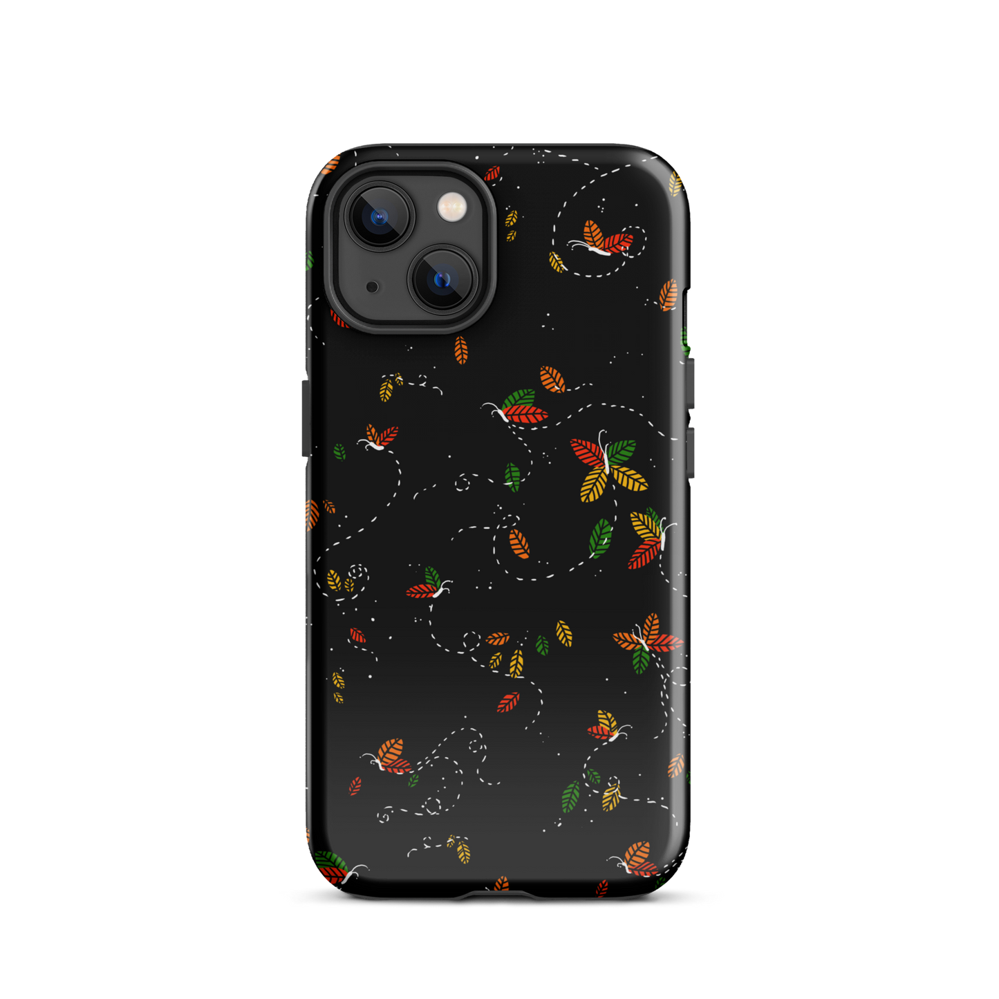A minimalist pattern in warm autumn tones, where leaves subtly form small butterflies. A delicate and poetic design inspired by the calm beauty of the autumn season.