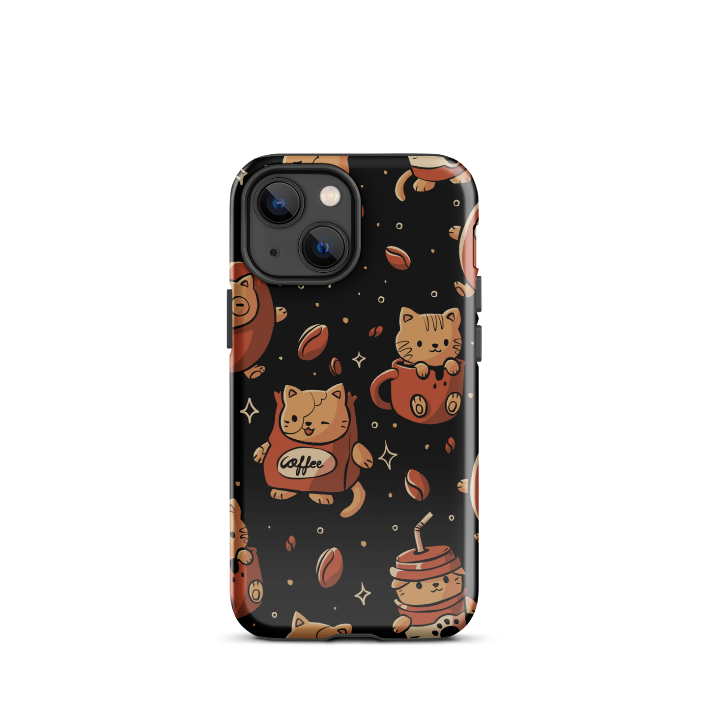 A pattern featuring several cute kittens appears in different coffee-themed versions: inside cups, as coffee beans, and on playful packaging. This artwork combines a love for cats and coffee in a charming and humorous composition. Perfect for cat lovers, coffee lovers, baristas, and anyone who enjoys cute and cozy designs.