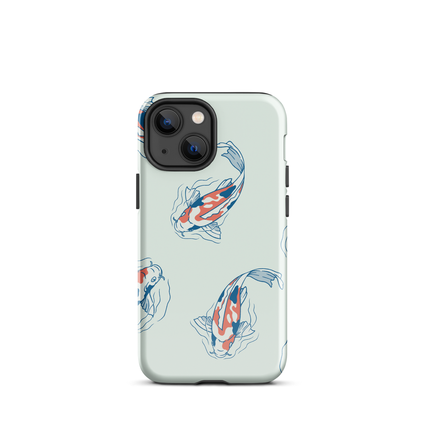 A pattern featuring koi fish gracefully swimming across a calm blue pond. A minimalist design inspired by Japanese illustration, bringing a gentle sense of peace and serenity.