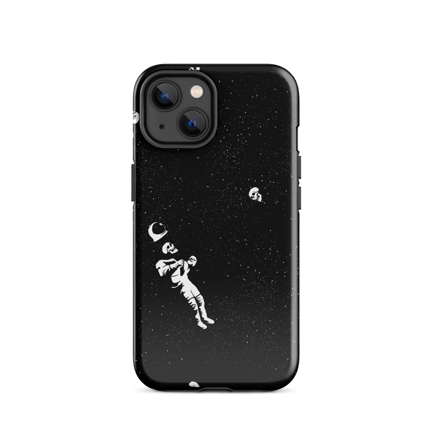 This image features a white astronaut figures floating in a dark, starry space background. The astronaut is surrounded by small celestial bodies and crescent moons, giving a sense of drifting through the cosmos. The design is intricate and has a whimsical, dreamy quality, with a vintage-inspired look, evoking a sense of exploration and wonder.