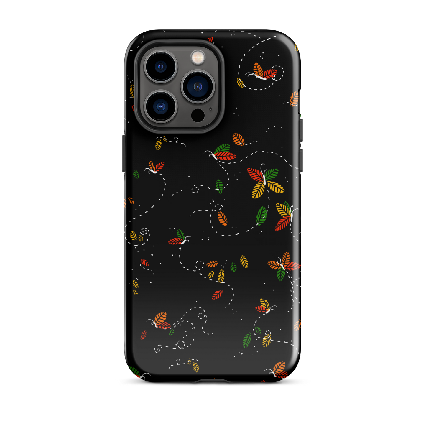 A minimalist pattern in warm autumn tones, where leaves subtly form small butterflies. A delicate and poetic design inspired by the calm beauty of the autumn season.