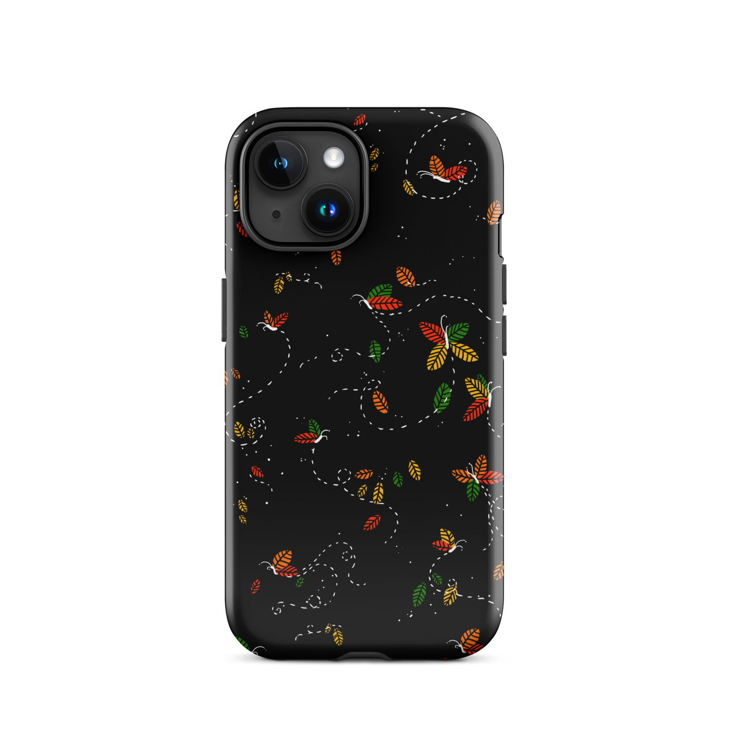 A minimalist pattern in warm autumn tones, where leaves subtly form small butterflies. A delicate and poetic design inspired by the calm beauty of the autumn season.