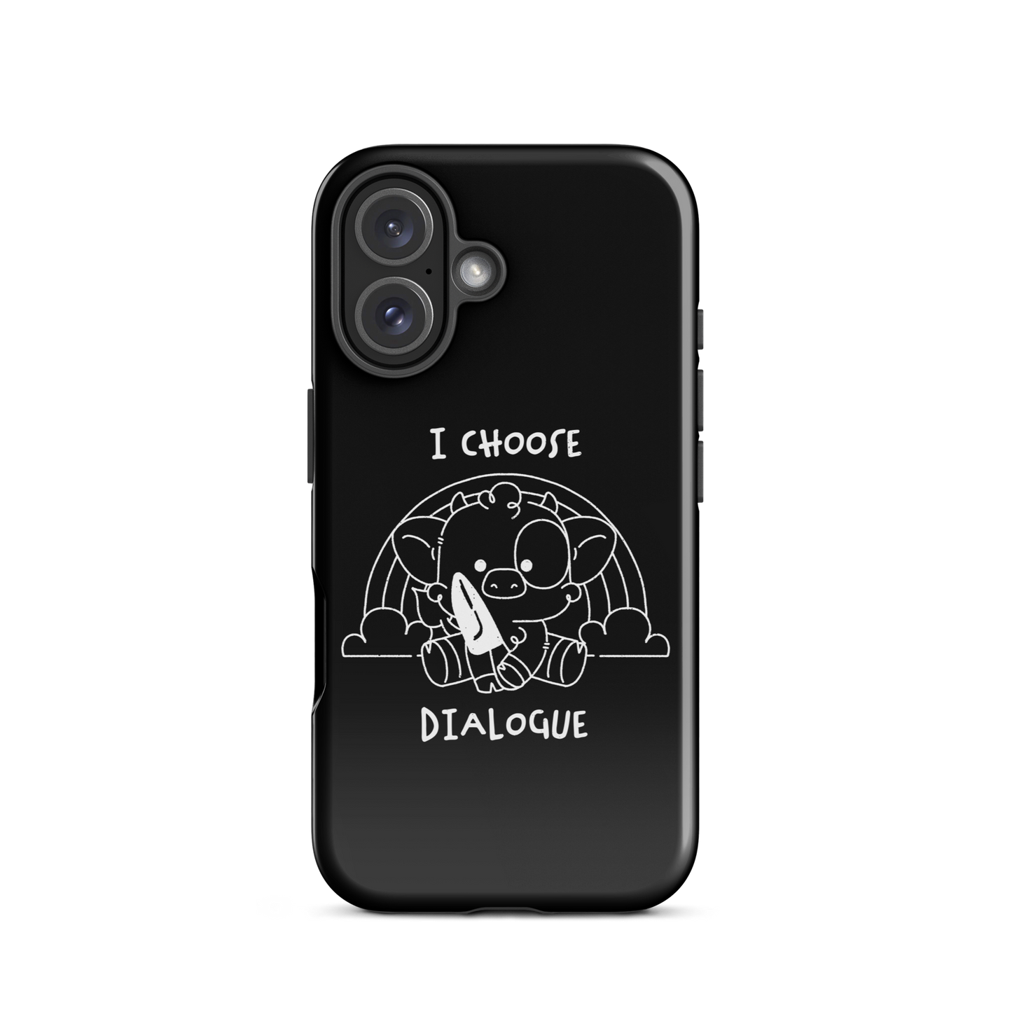 An adorable cow holds a knife while sitting in front of a rainbow, accompanied by the phrase “I Choose Dialogue.” This design combines sweetness and irony to create a fun and unexpected contrast. It’s a great gift for those who enjoy subtle humor and designs that combine cuteness with a touch of irreverence.