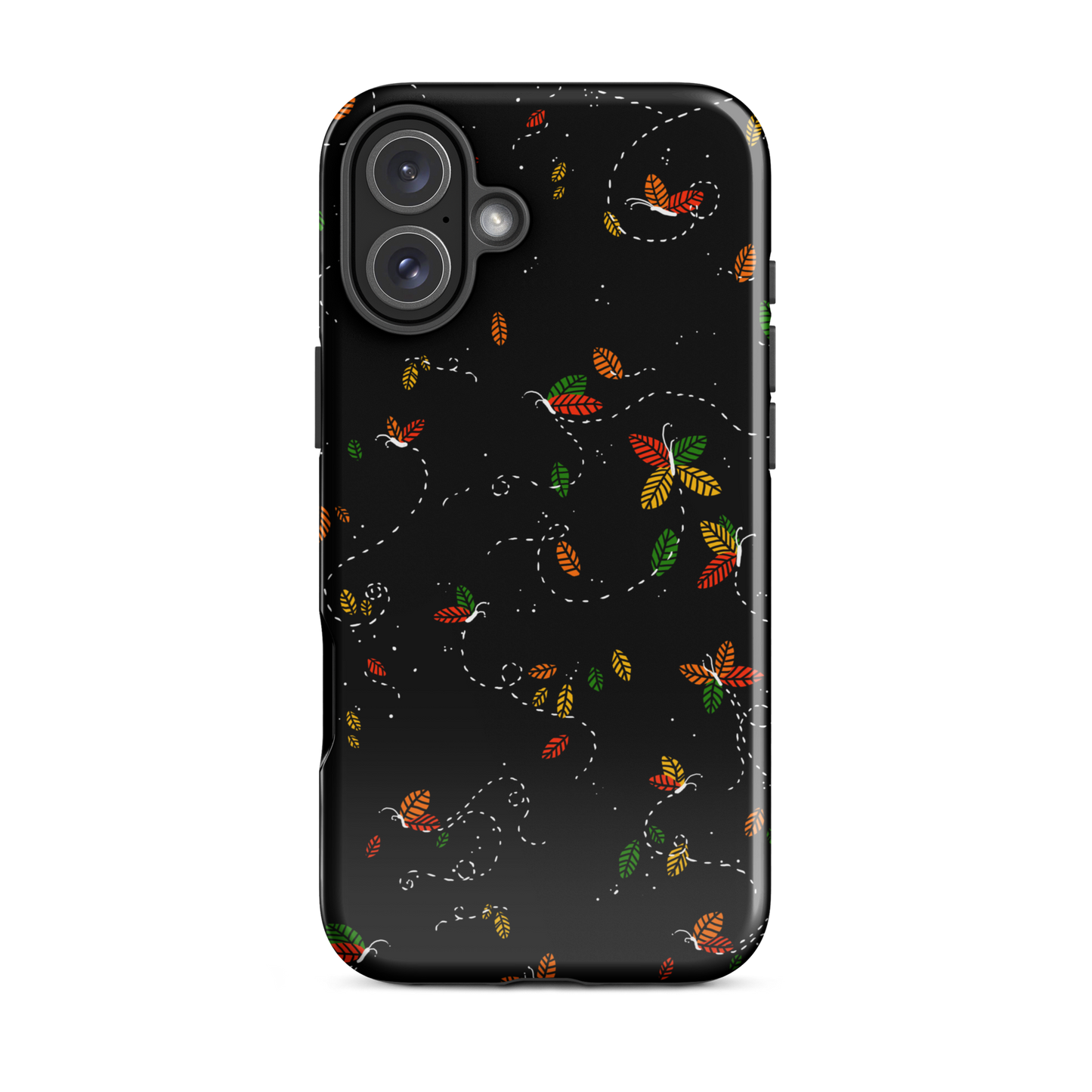 A minimalist pattern in warm autumn tones, where leaves subtly form small butterflies. A delicate and poetic design inspired by the calm beauty of the autumn season.