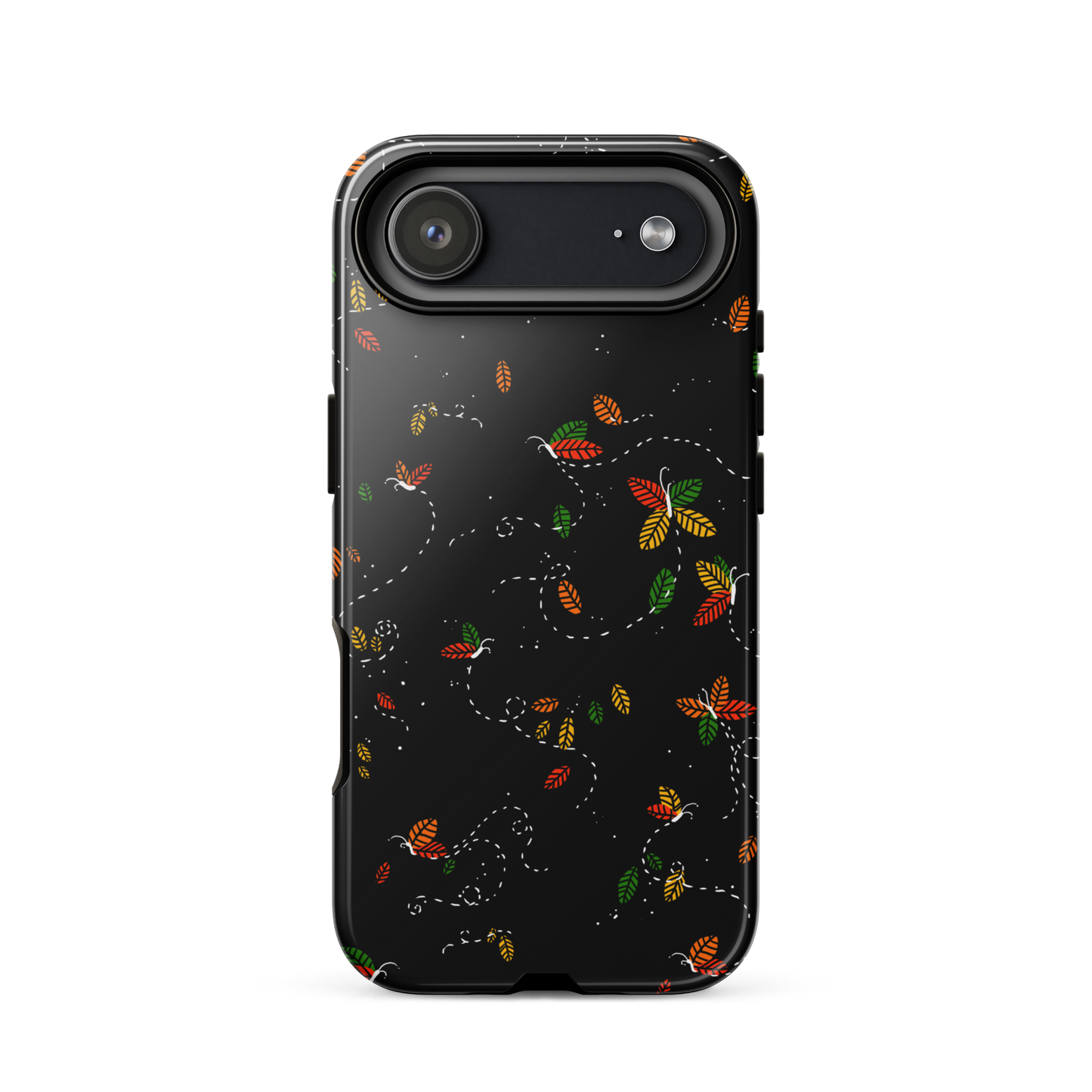 A minimalist pattern in warm autumn tones, where leaves subtly form small butterflies. A delicate and poetic design inspired by the calm beauty of the autumn season.
