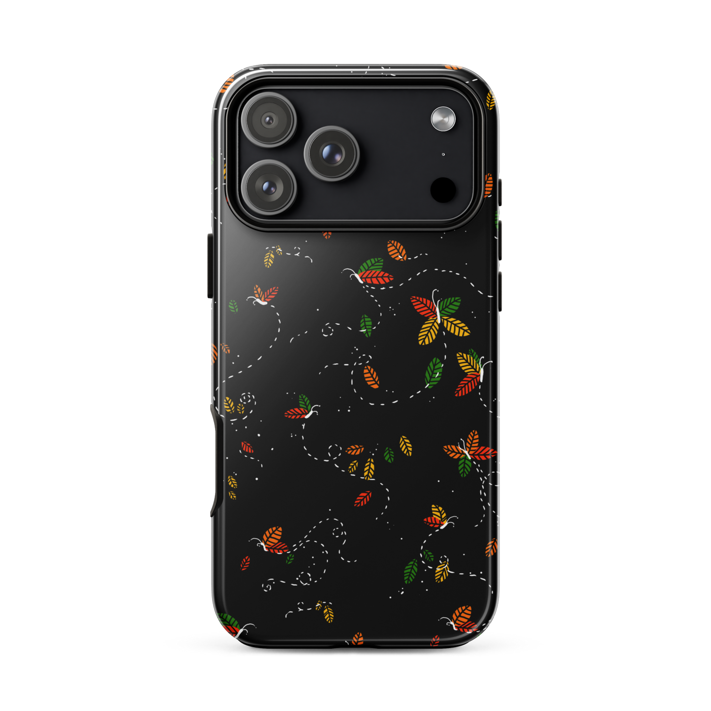 A minimalist pattern in warm autumn tones, where leaves subtly form small butterflies. A delicate and poetic design inspired by the calm beauty of the autumn season.