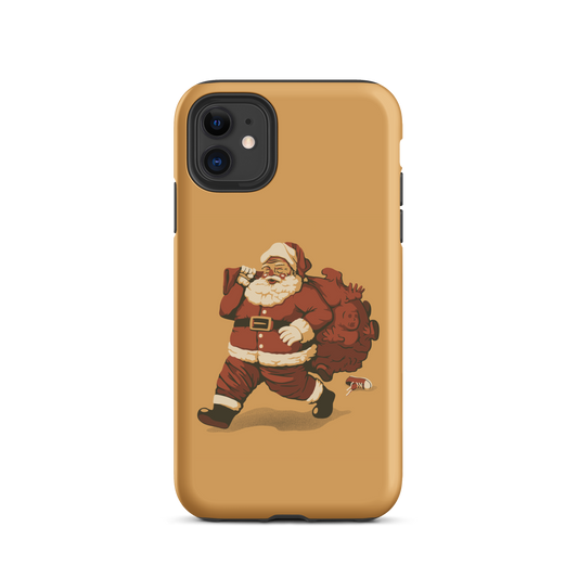 A cute Santa Claus carrying a red bag full of what appear to be gifts, but when you look closer you can see that there are several little boys. A fun art that mixes up the story that the good boys are going to get charcoal from Santa, but this time Santa is taking them.