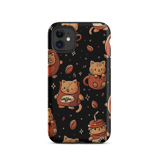 A pattern featuring several cute kittens appears in different coffee-themed versions: inside cups, as coffee beans, and on playful packaging. This artwork combines a love for cats and coffee in a charming and humorous composition. Perfect for cat lovers, coffee lovers, baristas, and anyone who enjoys cute and cozy designs.