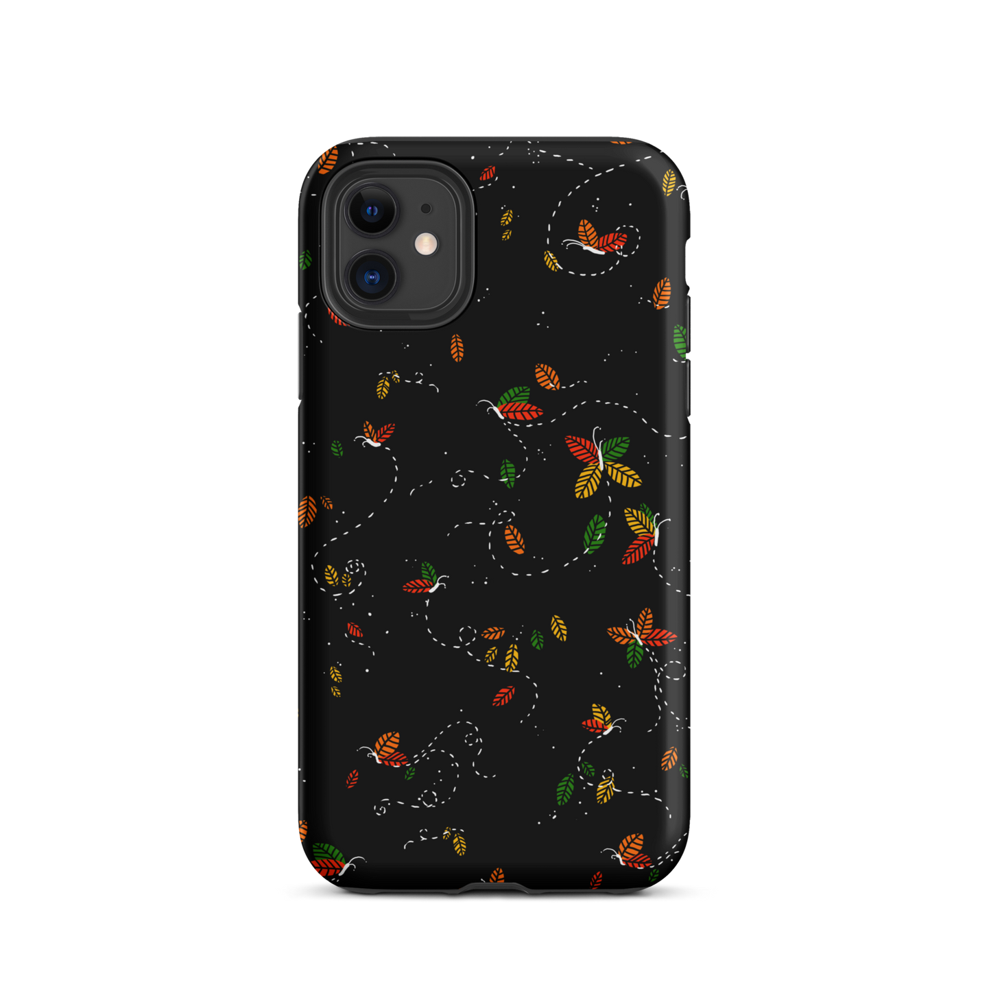 A minimalist pattern in warm autumn tones, where leaves subtly form small butterflies. A delicate and poetic design inspired by the calm beauty of the autumn season.