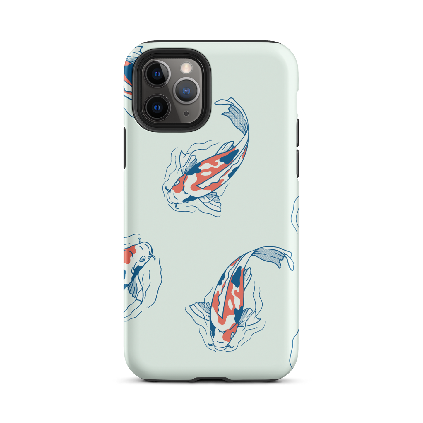 A pattern featuring koi fish gracefully swimming across a calm blue pond. A minimalist design inspired by Japanese illustration, bringing a gentle sense of peace and serenity.
