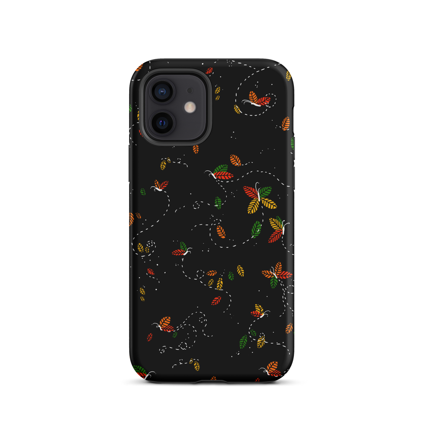 A minimalist pattern in warm autumn tones, where leaves subtly form small butterflies. A delicate and poetic design inspired by the calm beauty of the autumn season.
