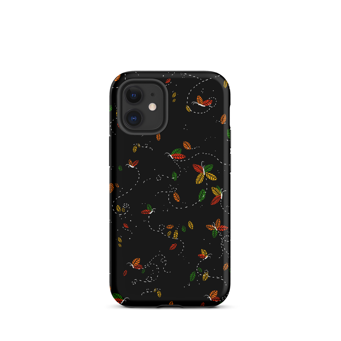 A minimalist pattern in warm autumn tones, where leaves subtly form small butterflies. A delicate and poetic design inspired by the calm beauty of the autumn season.
