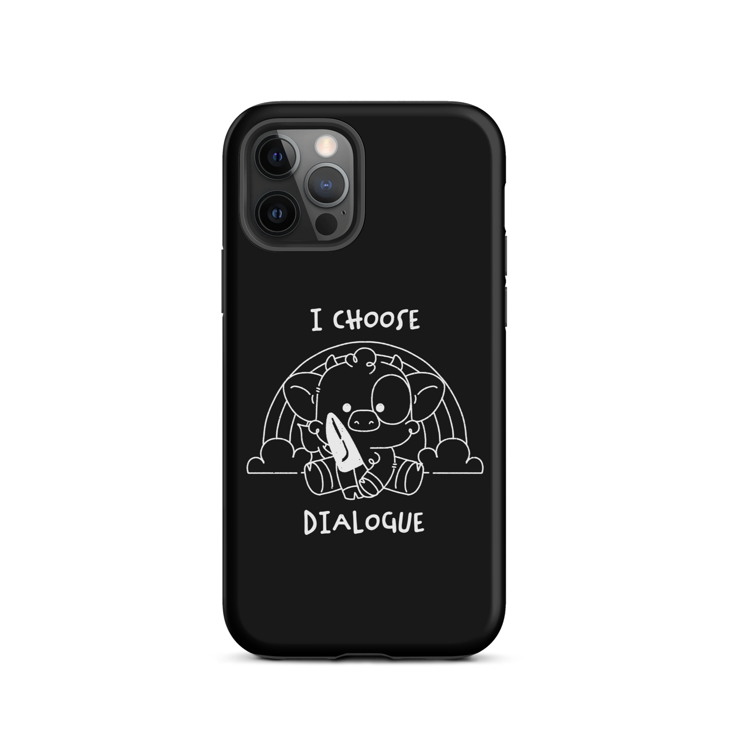 An adorable cow holds a knife while sitting in front of a rainbow, accompanied by the phrase “I Choose Dialogue.” This design combines sweetness and irony to create a fun and unexpected contrast. It’s a great gift for those who enjoy subtle humor and designs that combine cuteness with a touch of irreverence.