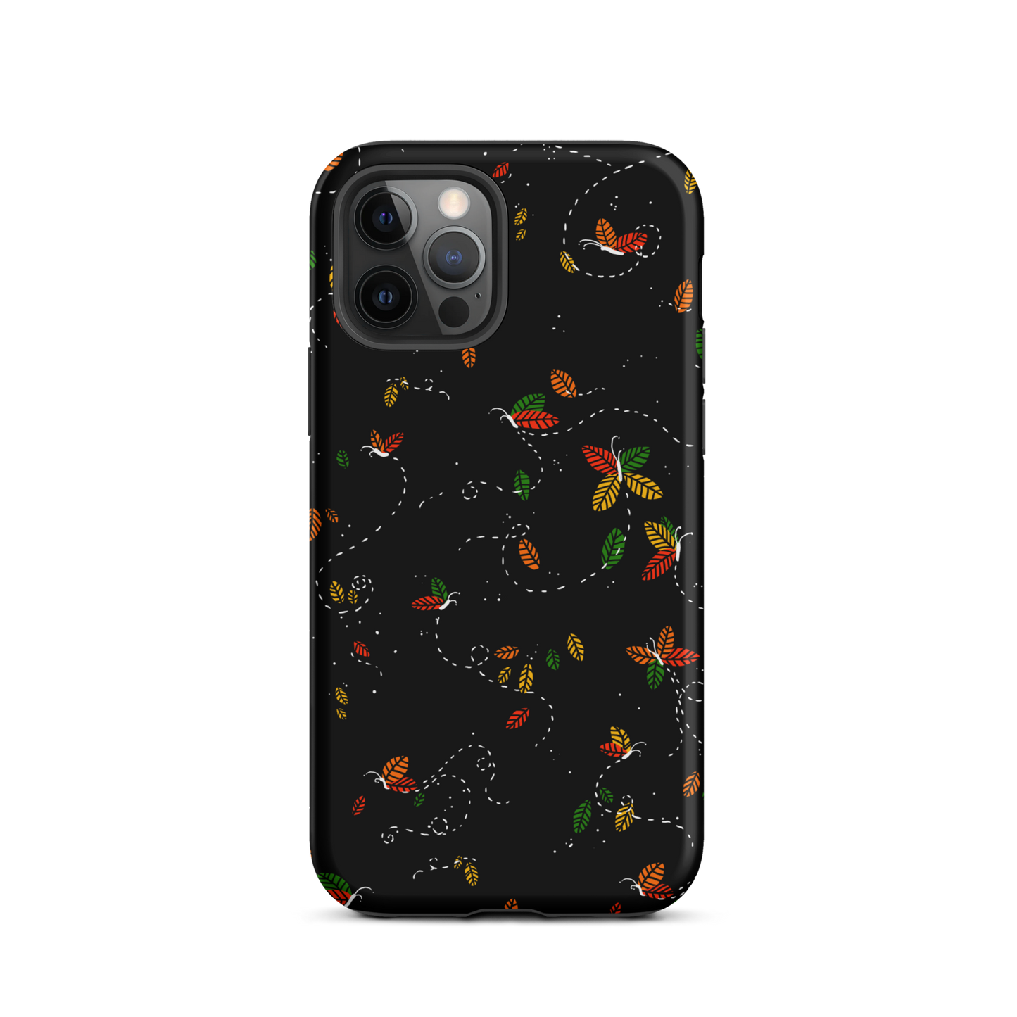 A minimalist pattern in warm autumn tones, where leaves subtly form small butterflies. A delicate and poetic design inspired by the calm beauty of the autumn season.