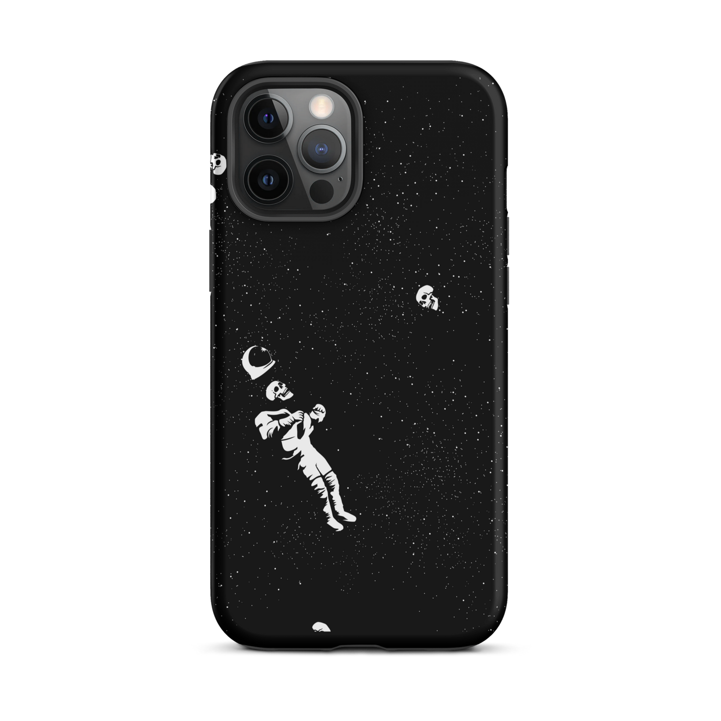 This image features a white astronaut figures floating in a dark, starry space background. The astronaut is surrounded by small celestial bodies and crescent moons, giving a sense of drifting through the cosmos. The design is intricate and has a whimsical, dreamy quality, with a vintage-inspired look, evoking a sense of exploration and wonder.