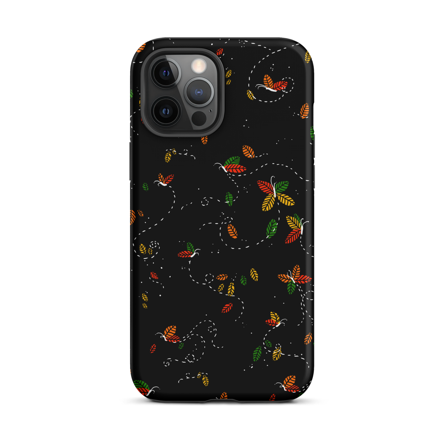 A minimalist pattern in warm autumn tones, where leaves subtly form small butterflies. A delicate and poetic design inspired by the calm beauty of the autumn season.