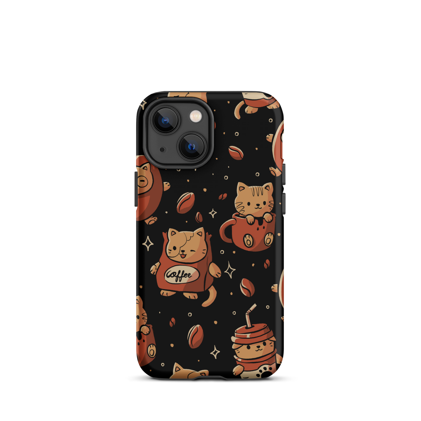 A pattern featuring several cute kittens appears in different coffee-themed versions: inside cups, as coffee beans, and on playful packaging. This artwork combines a love for cats and coffee in a charming and humorous composition. Perfect for cat lovers, coffee lovers, baristas, and anyone who enjoys cute and cozy designs.