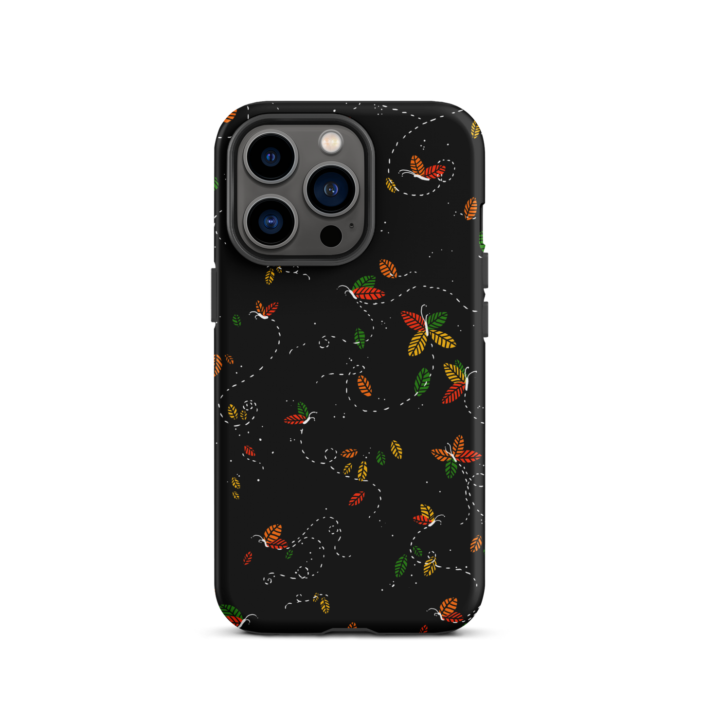 A minimalist pattern in warm autumn tones, where leaves subtly form small butterflies. A delicate and poetic design inspired by the calm beauty of the autumn season.