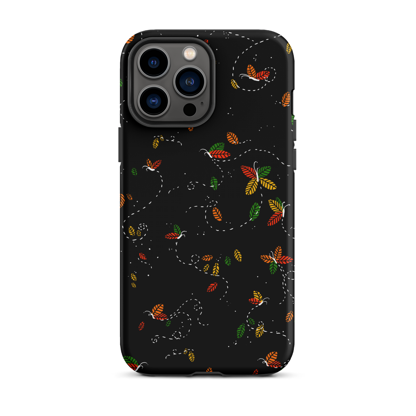 A minimalist pattern in warm autumn tones, where leaves subtly form small butterflies. A delicate and poetic design inspired by the calm beauty of the autumn season.