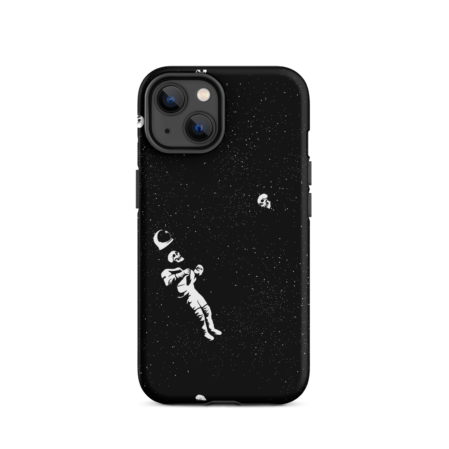 This image features a white astronaut figures floating in a dark, starry space background. The astronaut is surrounded by small celestial bodies and crescent moons, giving a sense of drifting through the cosmos. The design is intricate and has a whimsical, dreamy quality, with a vintage-inspired look, evoking a sense of exploration and wonder.