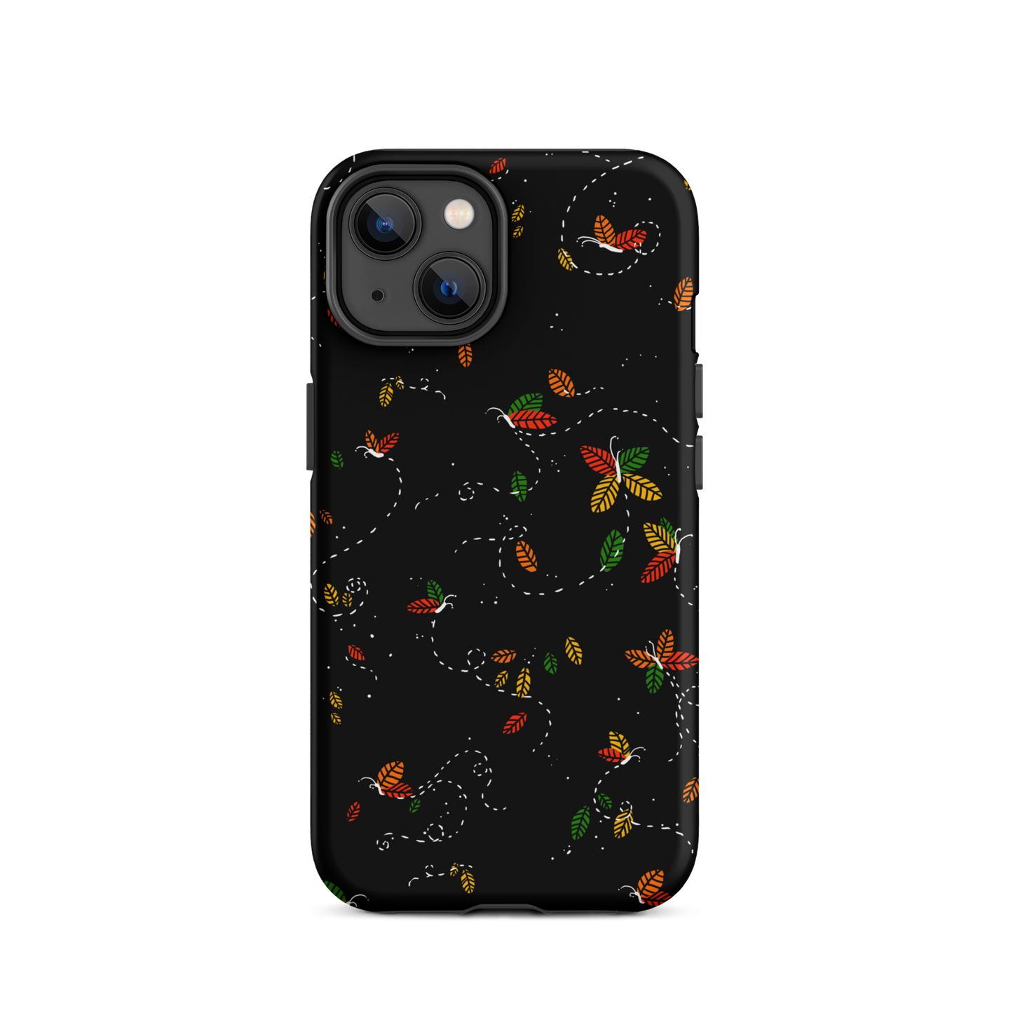 A minimalist pattern in warm autumn tones, where leaves subtly form small butterflies. A delicate and poetic design inspired by the calm beauty of the autumn season.