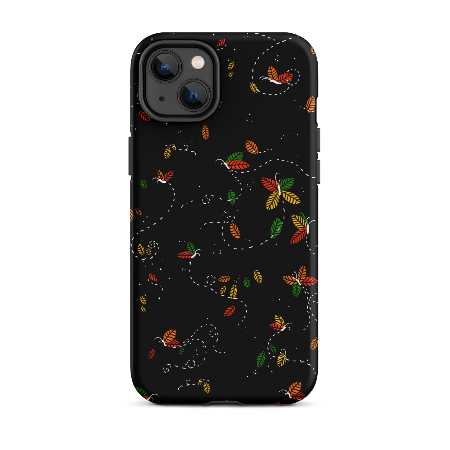 A minimalist pattern in warm autumn tones, where leaves subtly form small butterflies. A delicate and poetic design inspired by the calm beauty of the autumn season.