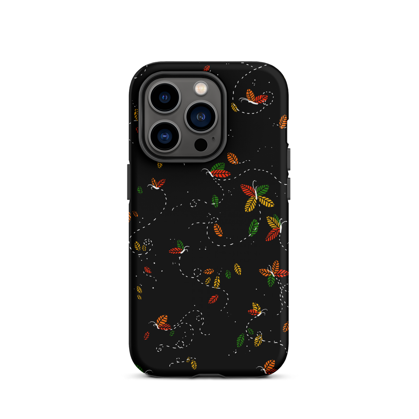 A minimalist pattern in warm autumn tones, where leaves subtly form small butterflies. A delicate and poetic design inspired by the calm beauty of the autumn season.