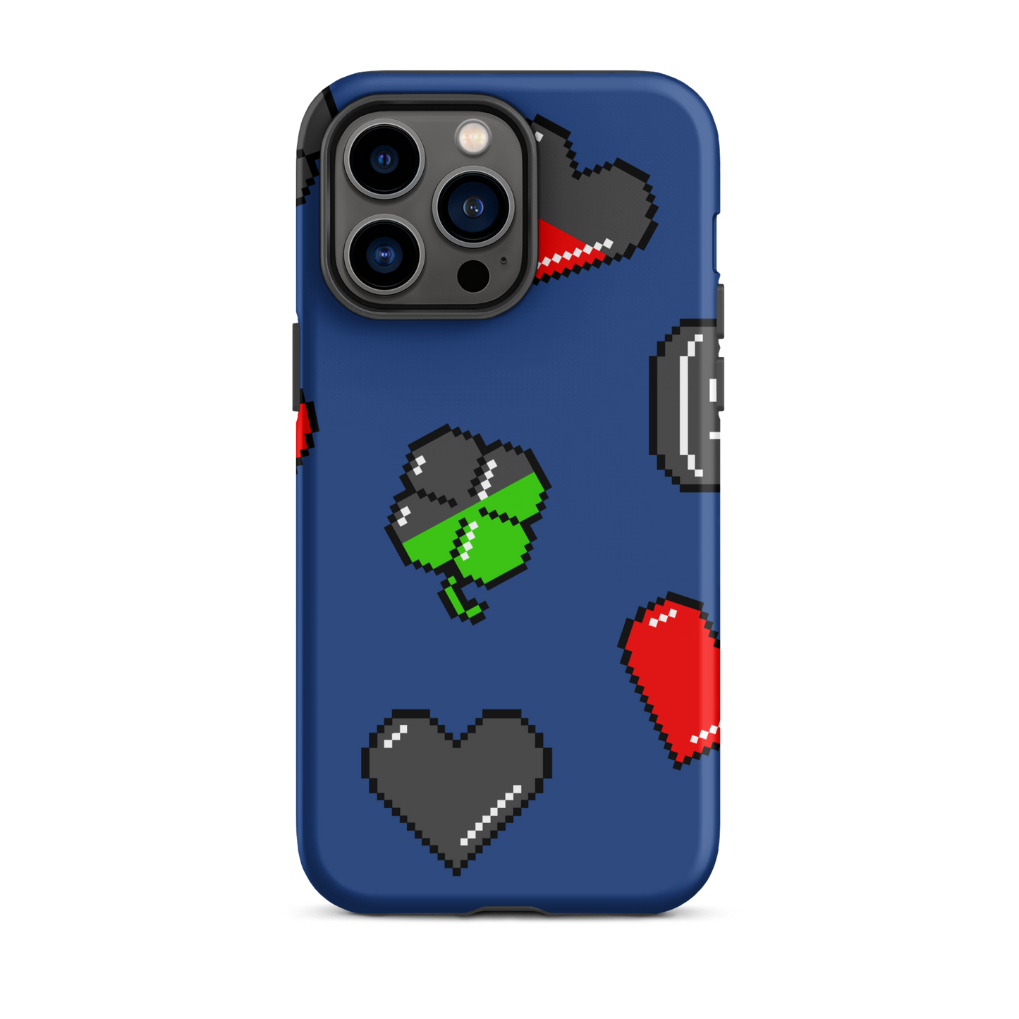 A repeating pattern made of 8-bit video game icons like hearts, four-leaf clovers, and coins. A nostalgic pixel art design inspired by classic games and retro digital culture.
