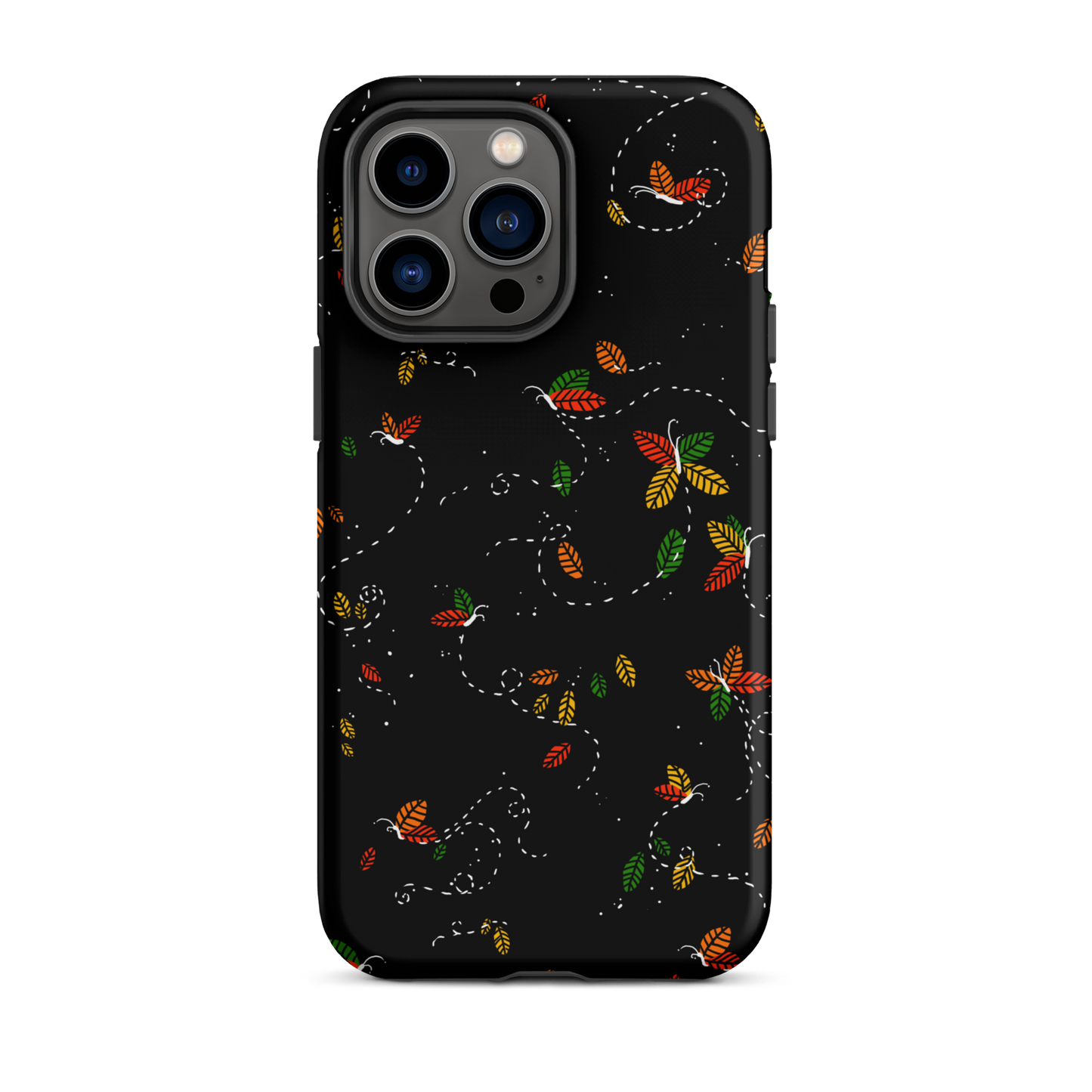A minimalist pattern in warm autumn tones, where leaves subtly form small butterflies. A delicate and poetic design inspired by the calm beauty of the autumn season.