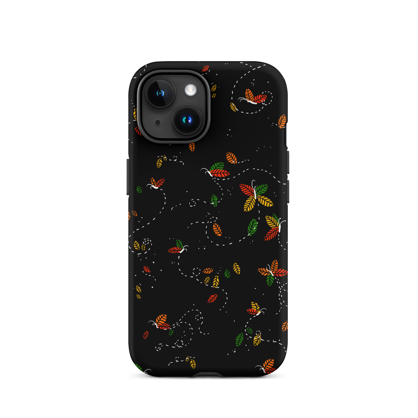 A minimalist pattern in warm autumn tones, where leaves subtly form small butterflies. A delicate and poetic design inspired by the calm beauty of the autumn season.