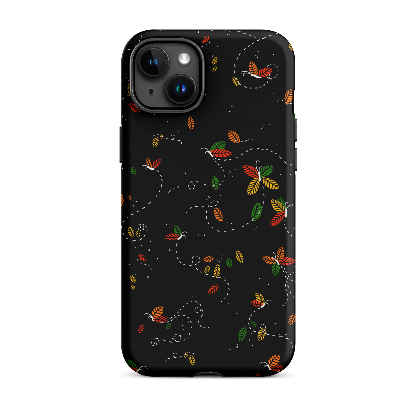 A minimalist pattern in warm autumn tones, where leaves subtly form small butterflies. A delicate and poetic design inspired by the calm beauty of the autumn season.