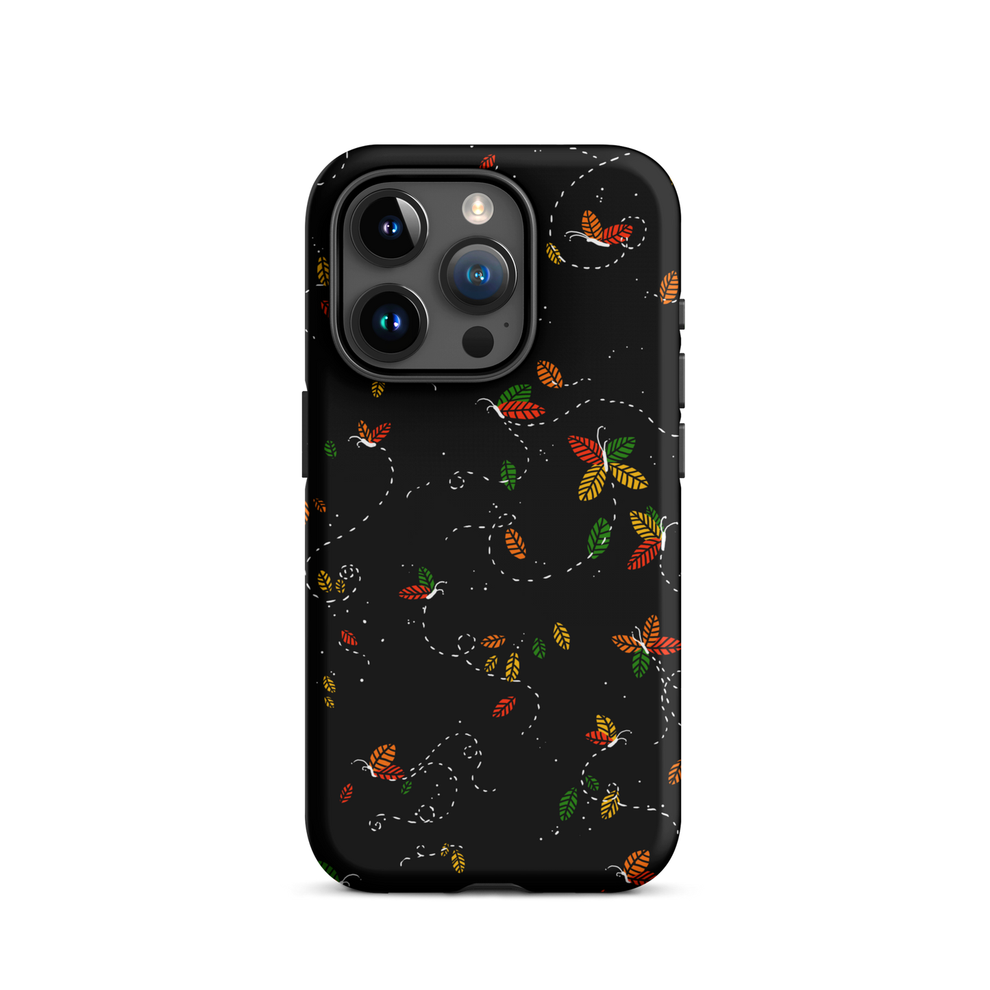 A minimalist pattern in warm autumn tones, where leaves subtly form small butterflies. A delicate and poetic design inspired by the calm beauty of the autumn season.