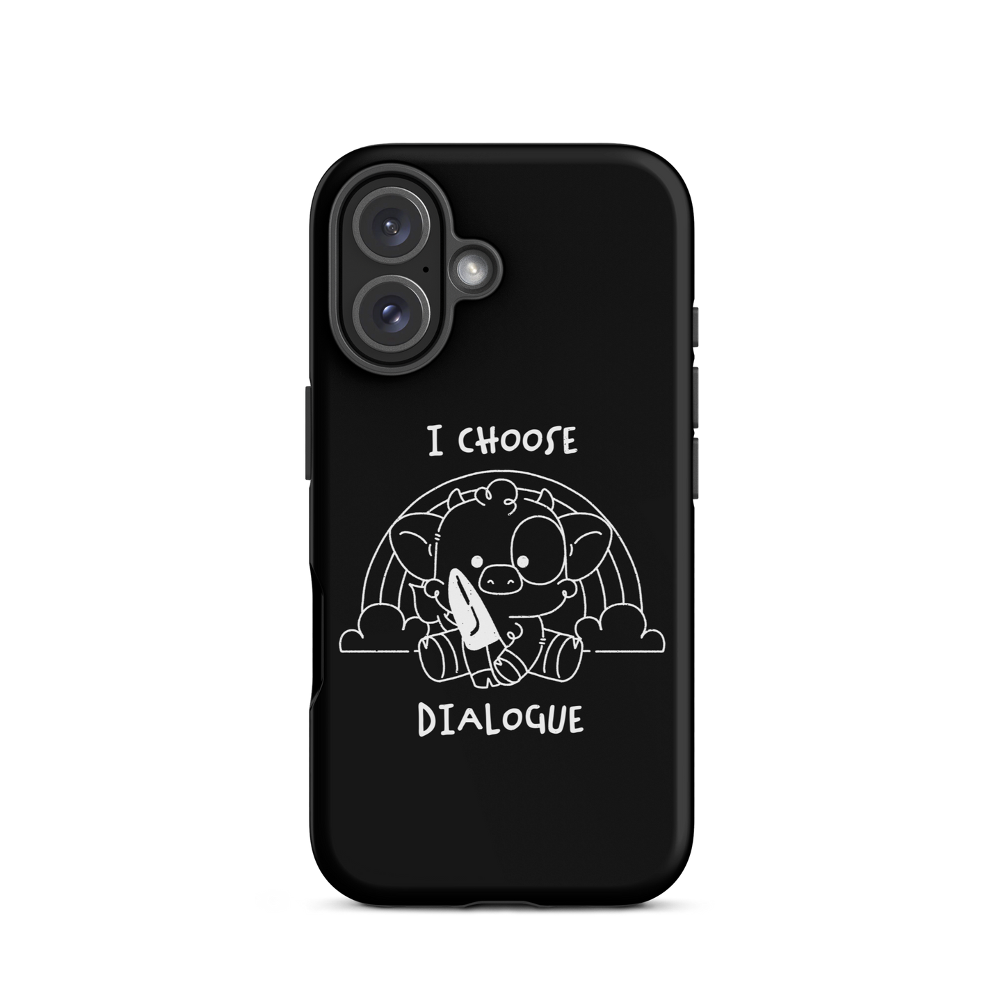 An adorable cow holds a knife while sitting in front of a rainbow, accompanied by the phrase “I Choose Dialogue.” This design combines sweetness and irony to create a fun and unexpected contrast. It’s a great gift for those who enjoy subtle humor and designs that combine cuteness with a touch of irreverence.