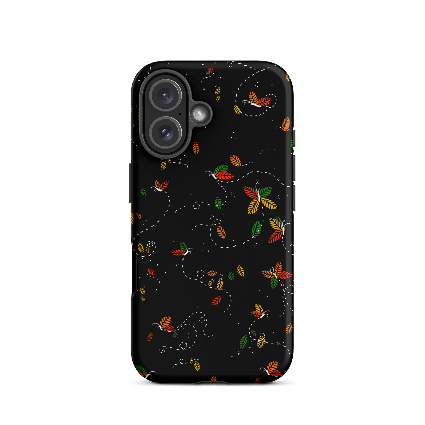 A minimalist pattern in warm autumn tones, where leaves subtly form small butterflies. A delicate and poetic design inspired by the calm beauty of the autumn season.