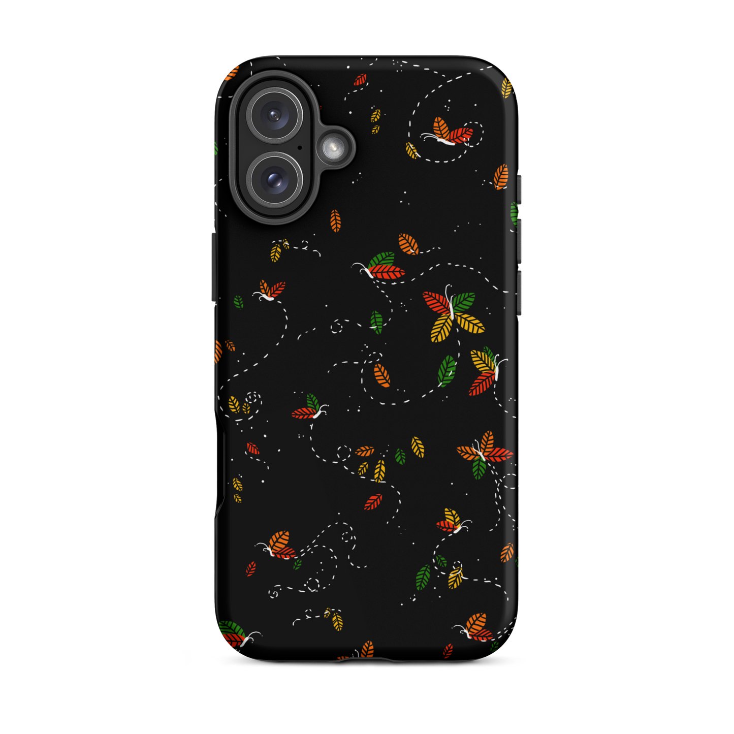 A minimalist pattern in warm autumn tones, where leaves subtly form small butterflies. A delicate and poetic design inspired by the calm beauty of the autumn season.
