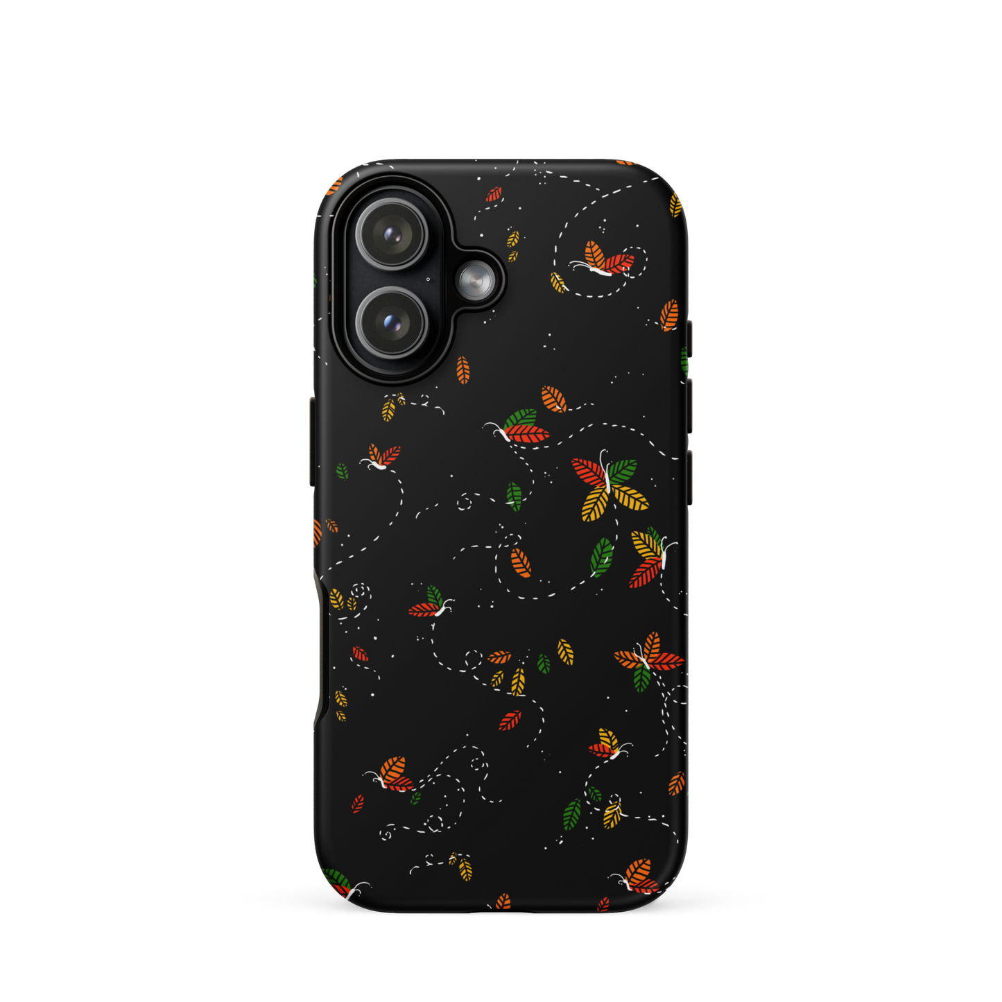 A minimalist pattern in warm autumn tones, where leaves subtly form small butterflies. A delicate and poetic design inspired by the calm beauty of the autumn season.