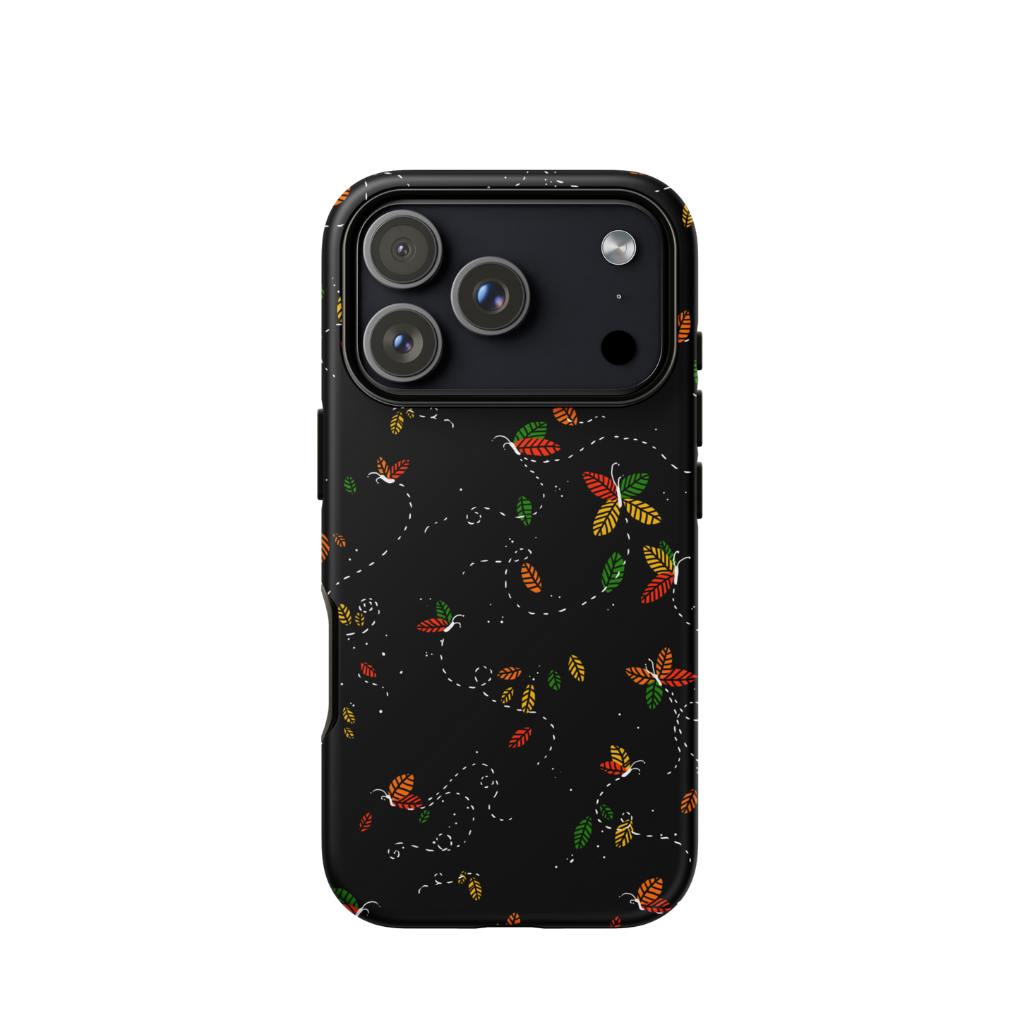 A minimalist pattern in warm autumn tones, where leaves subtly form small butterflies. A delicate and poetic design inspired by the calm beauty of the autumn season.