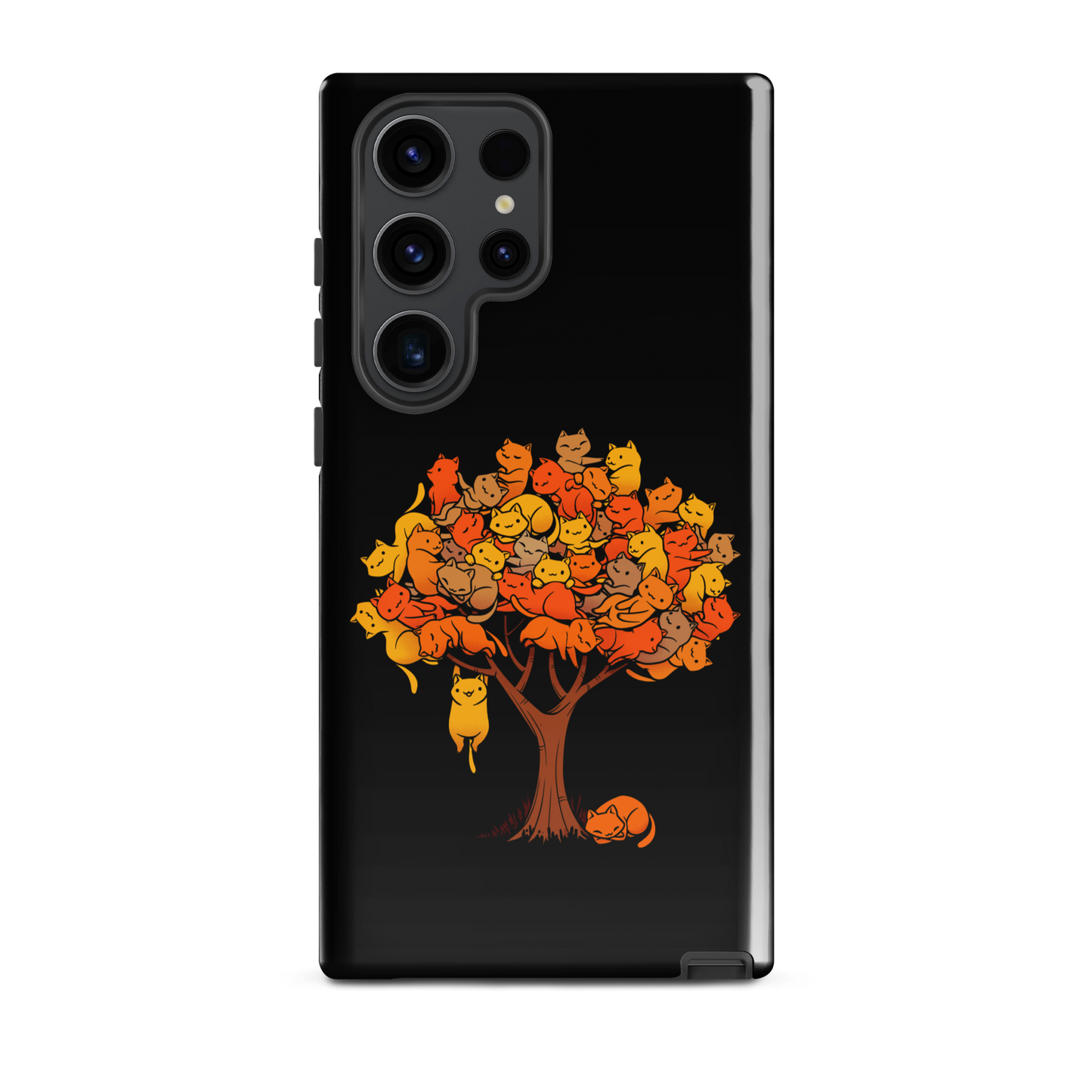 A tree formed by several kittens, some sleeping, others playing. An allusion to where cats come from.