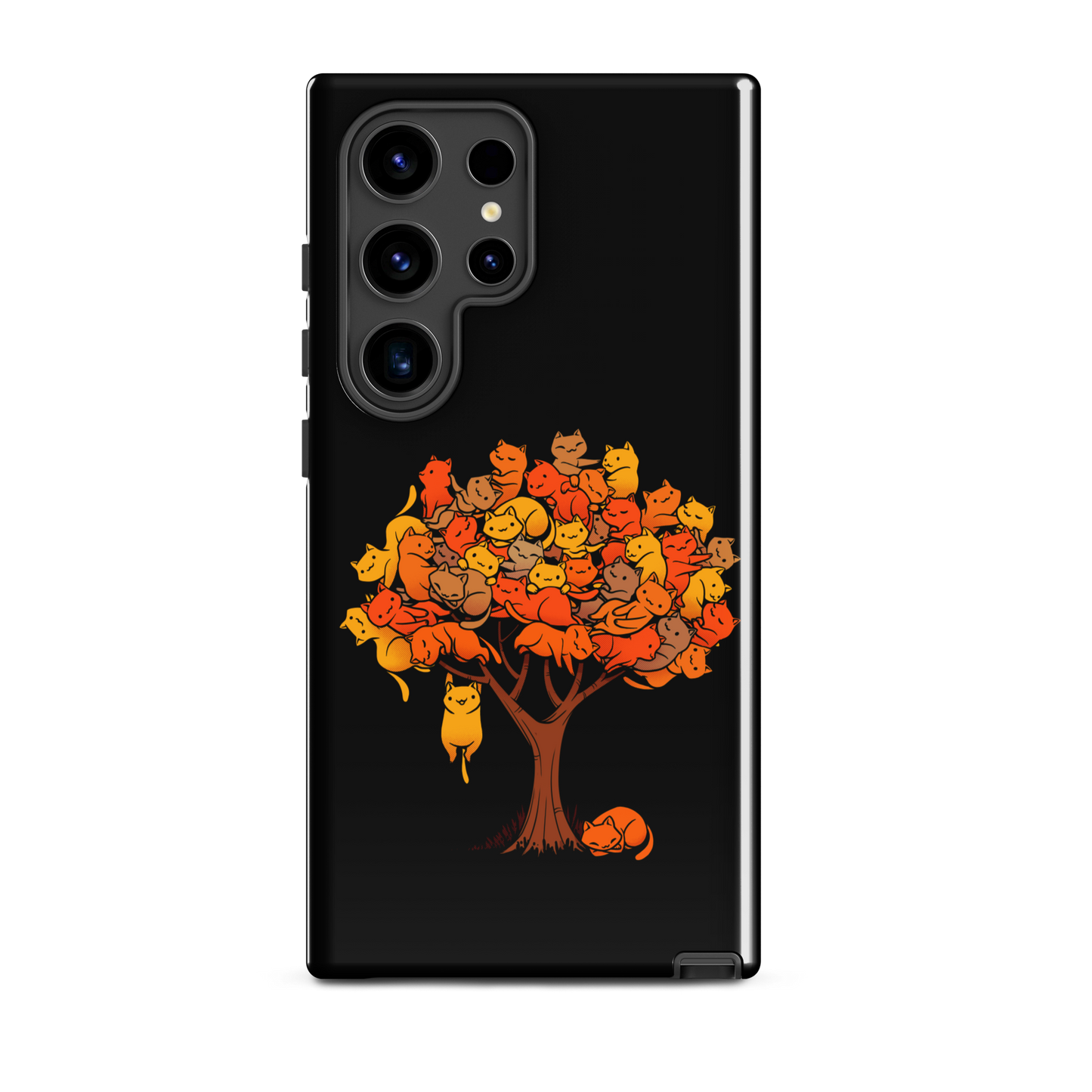 A tree formed by several kittens, some sleeping, others playing. An allusion to where cats come from.