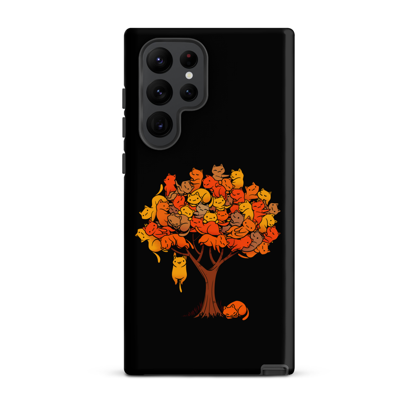 A tree formed by several kittens, some sleeping, others playing. An allusion to where cats come from.