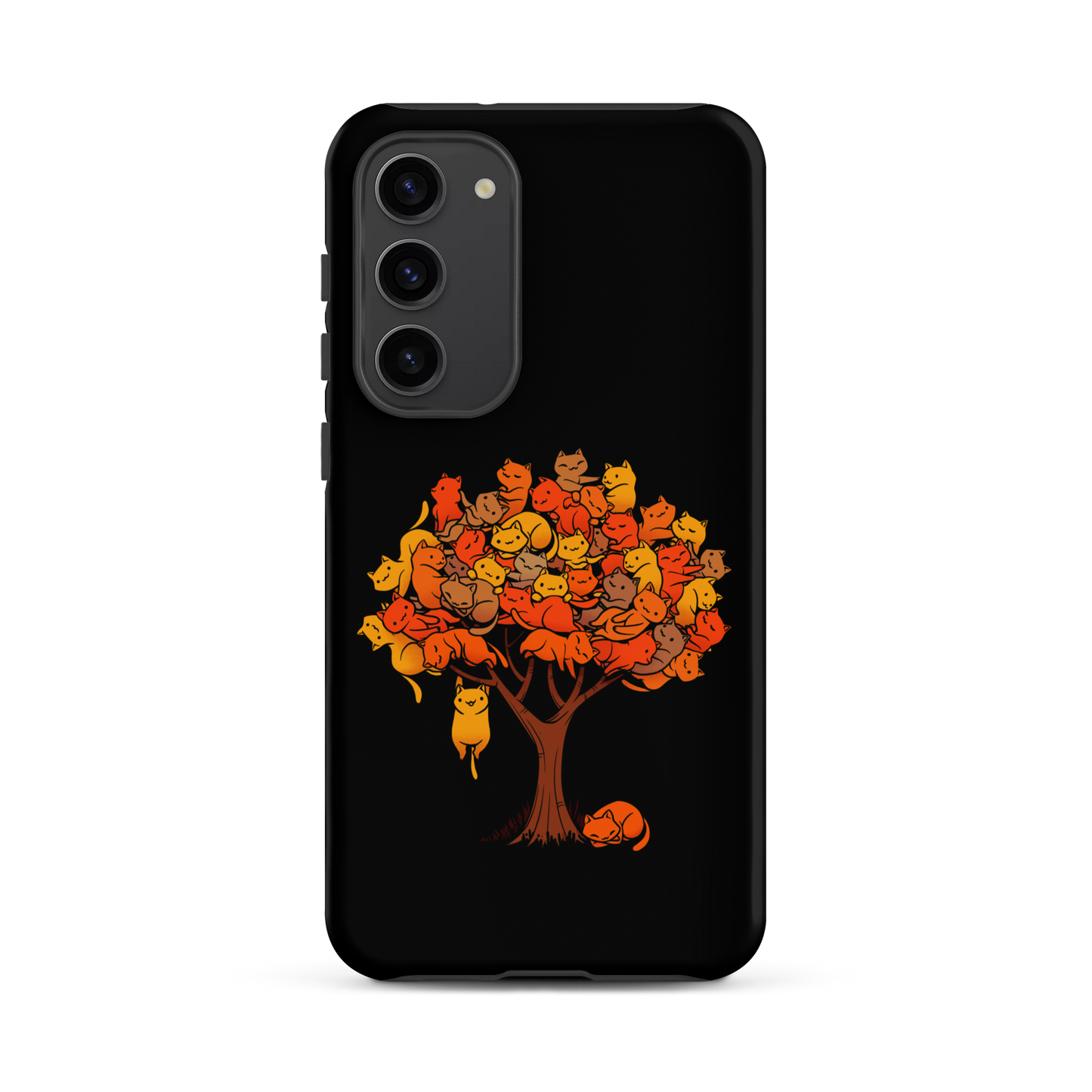 A tree formed by several kittens, some sleeping, others playing. An allusion to where cats come from.