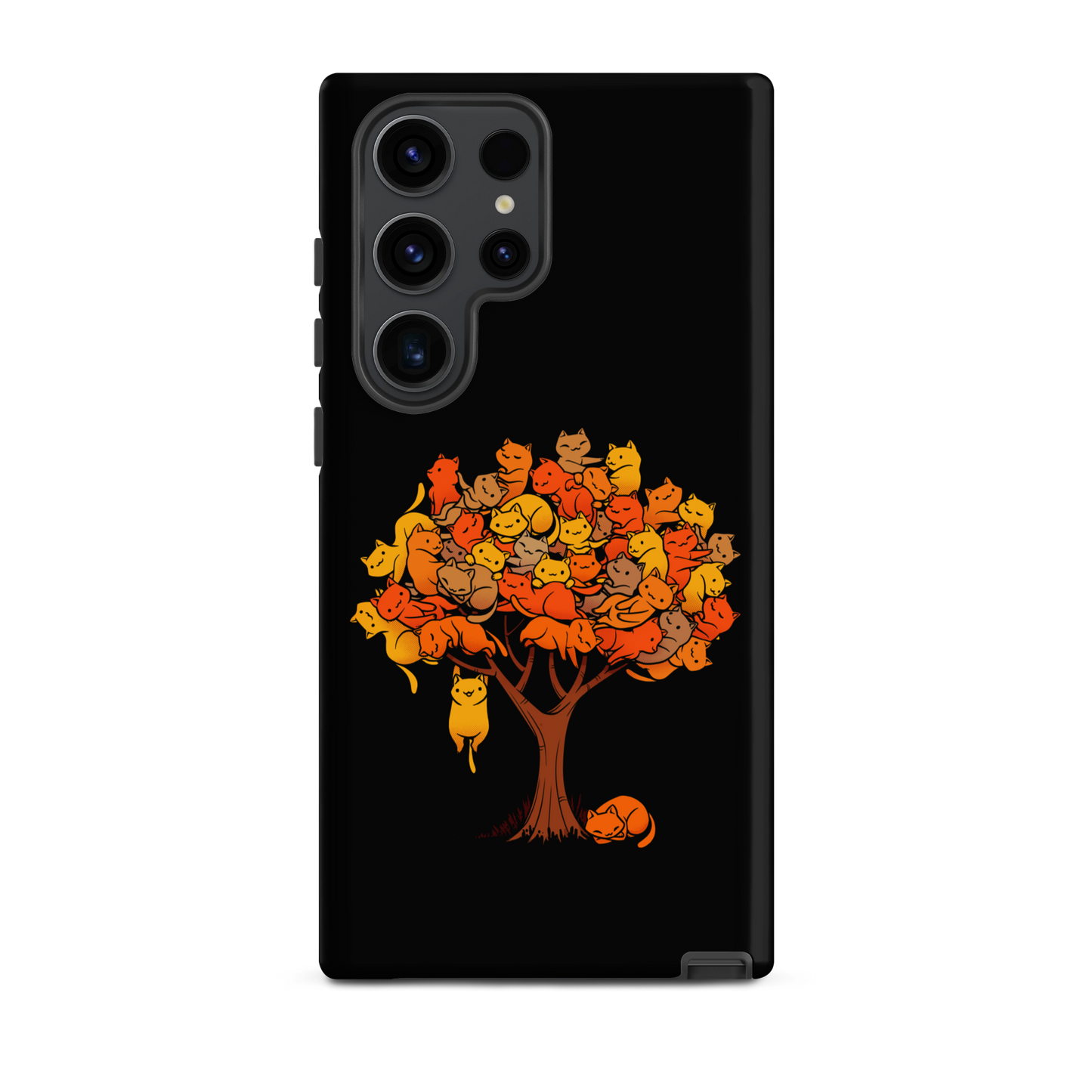 A tree formed by several kittens, some sleeping, others playing. An allusion to where cats come from.