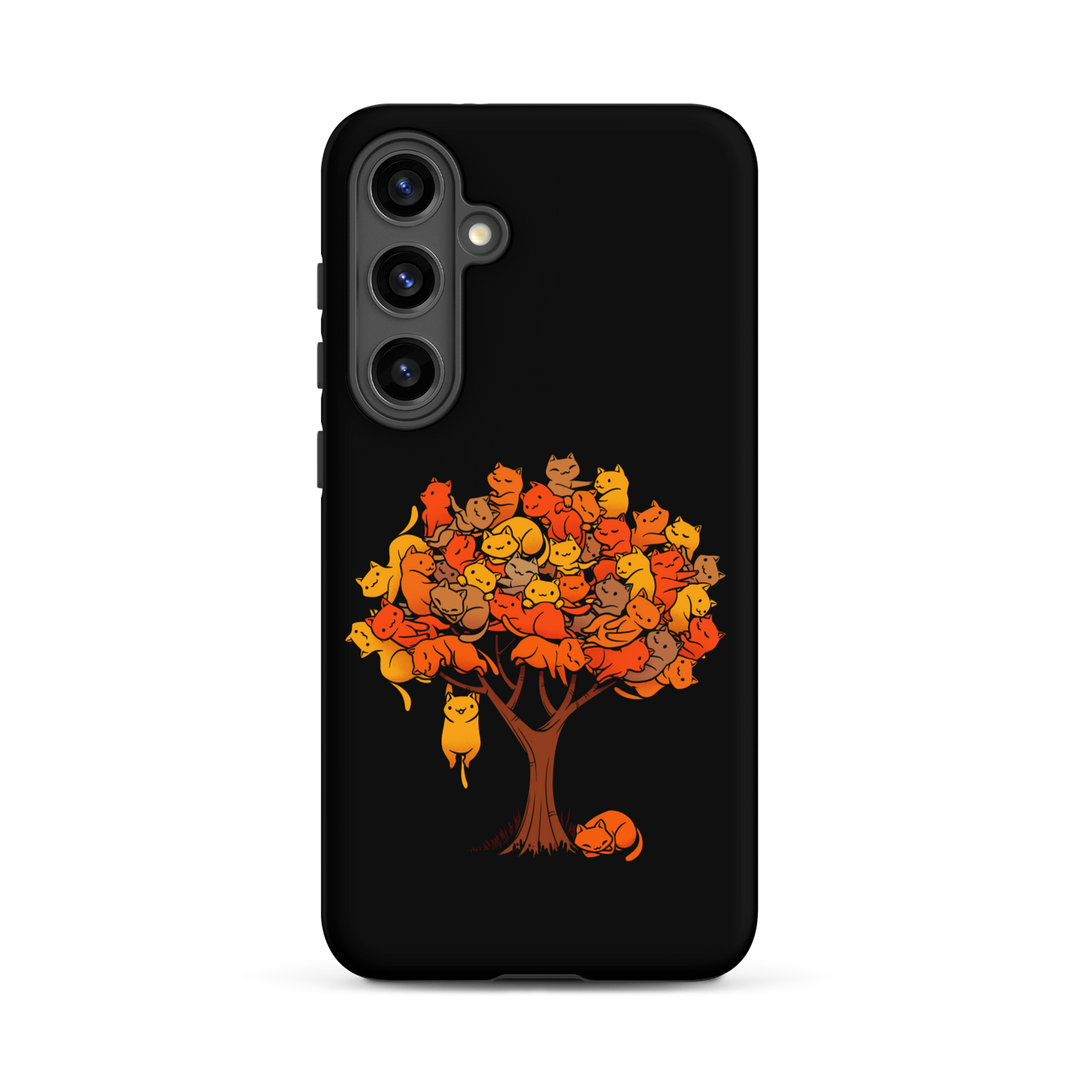 A tree formed by several kittens, some sleeping, others playing. An allusion to where cats come from.