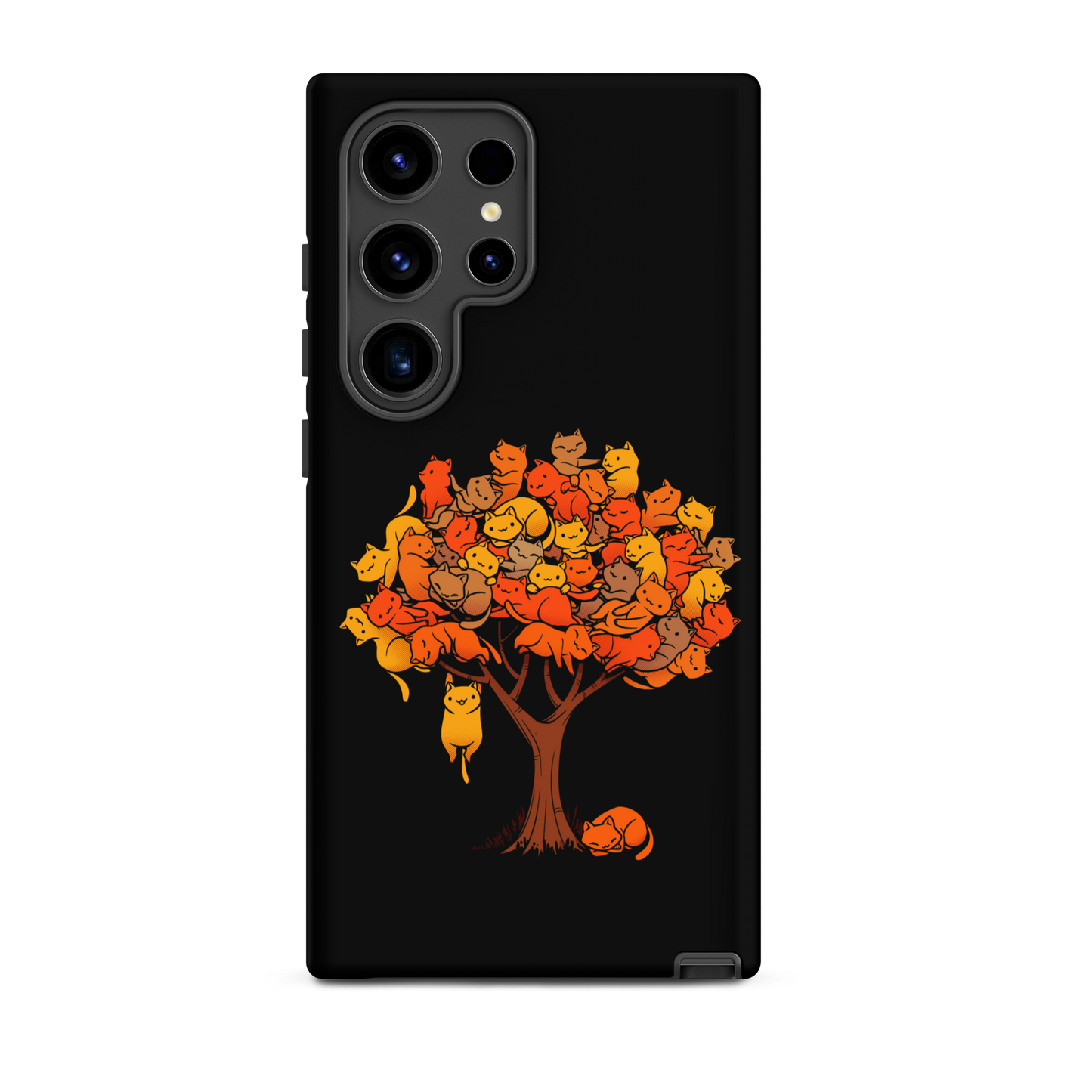 A tree formed by several kittens, some sleeping, others playing. An allusion to where cats come from.