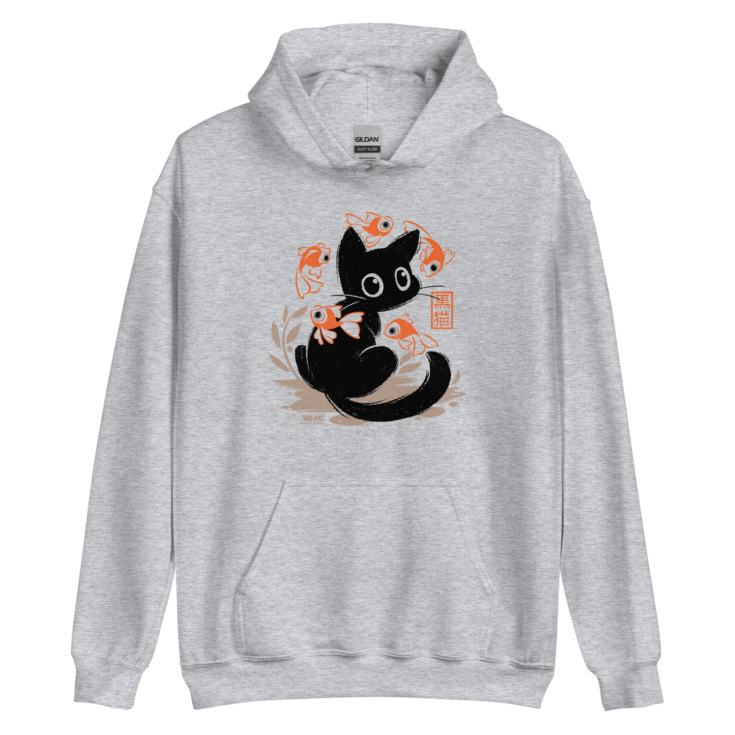 This unique design features a charming black cat amidst playful koi, rendered in beautiful Sumi-e ink style. A perfect blend of Japanese art and anime whimsy for any cat lover.