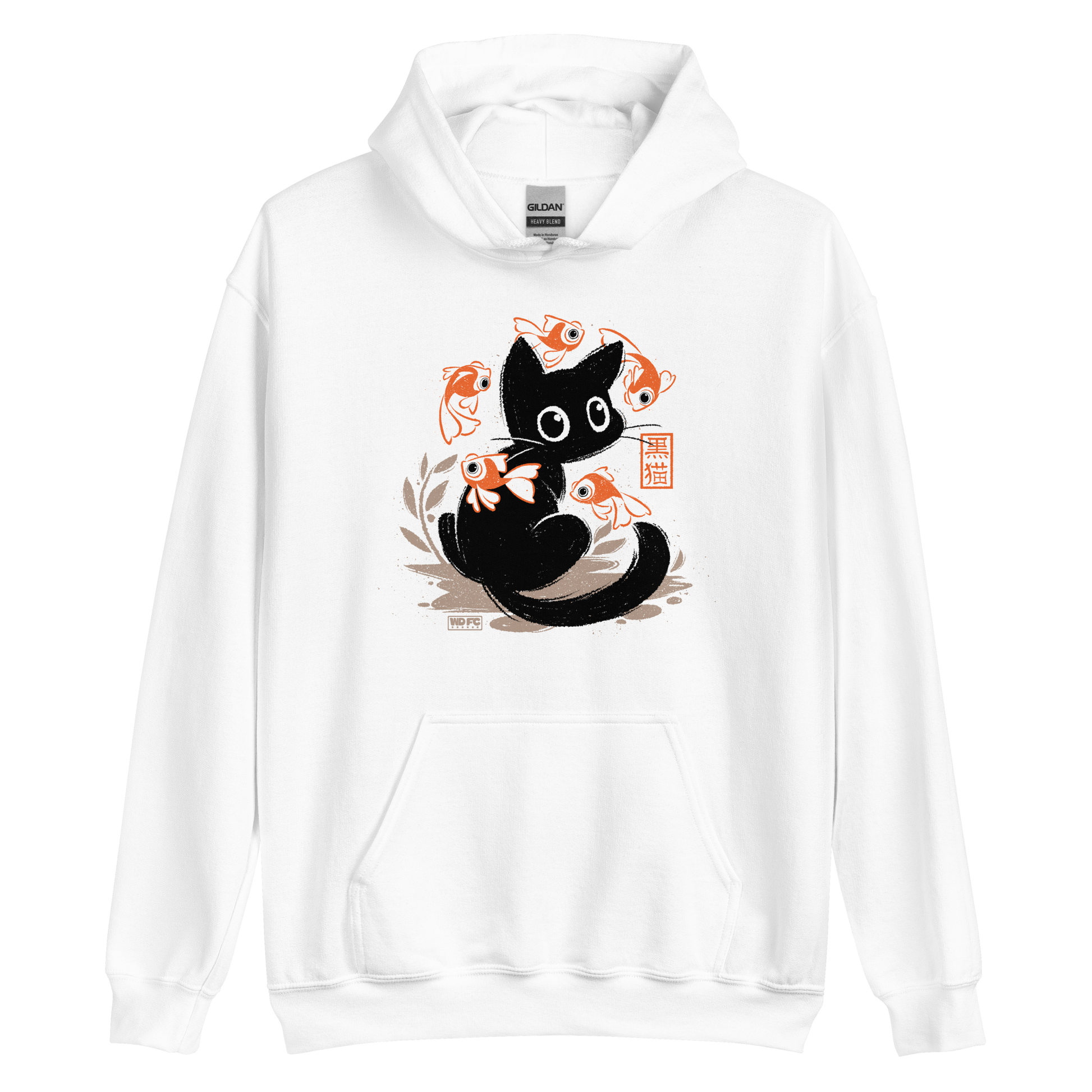 This unique design features a charming black cat amidst playful koi, rendered in beautiful Sumi-e ink style. A perfect blend of Japanese art and anime whimsy for any cat lover.