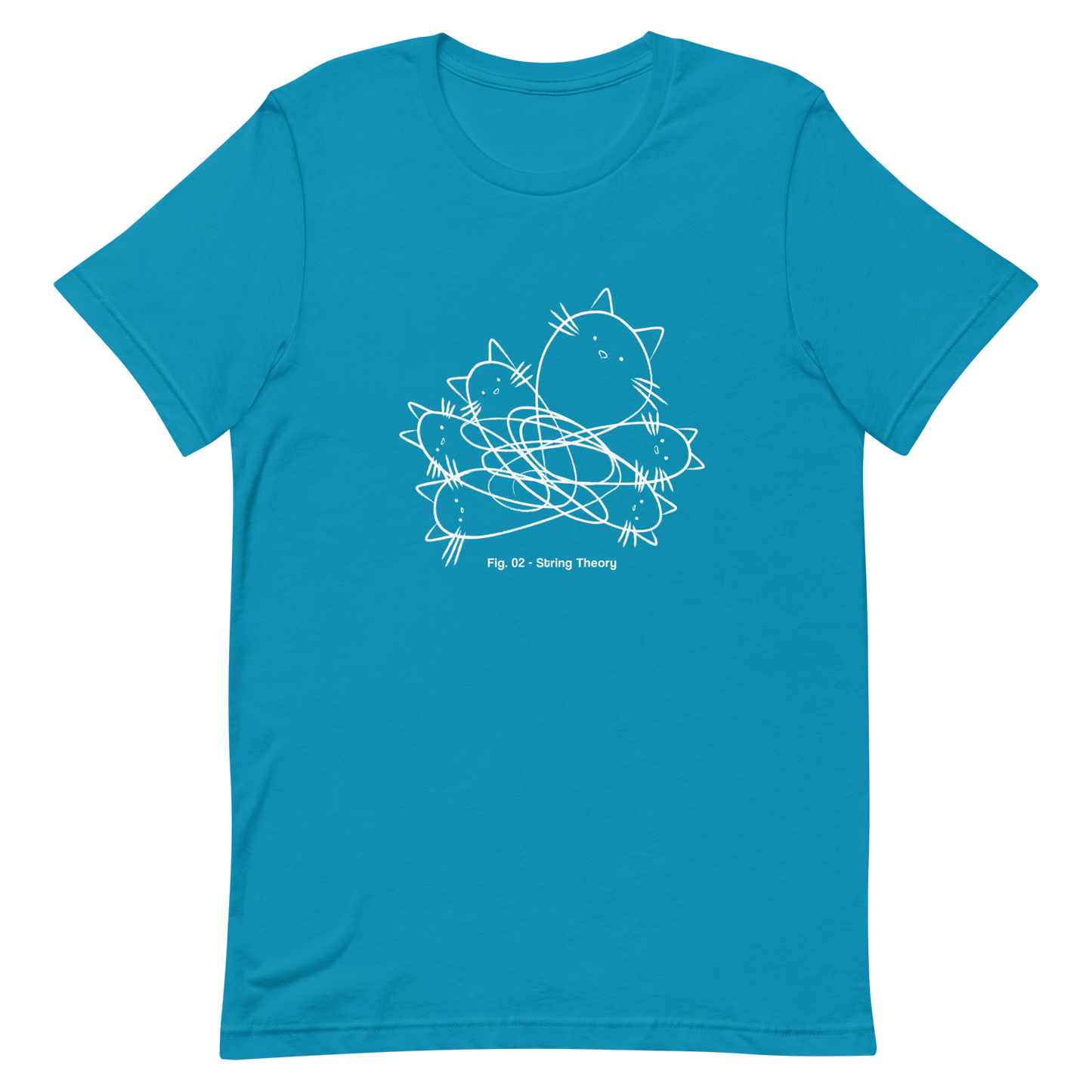 A group of cute kittens tangled in strings, as if playing with yarn. This design visually plays on the concept of "String Theory," blending science and humor. Ideal for cat lovers, science buffs, and anyone who enjoys fun and clever prints.
