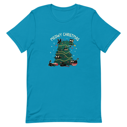 A Christmas tree full of black kittens hanging from it as if they were playing with it, an art that plays on how cats love Christmas trees. A perfect gift for anyone who loves Christmas and cats.