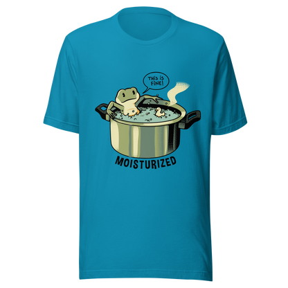 A relaxing frog enjoys a bath in a pot of boiling water while calmly saying, “This is fine”. This artwork combines sarcastic humor with an unexpectedly relaxed vibe. Perfect for frog lovers, memes, irony, and a touch of playful absurdity.